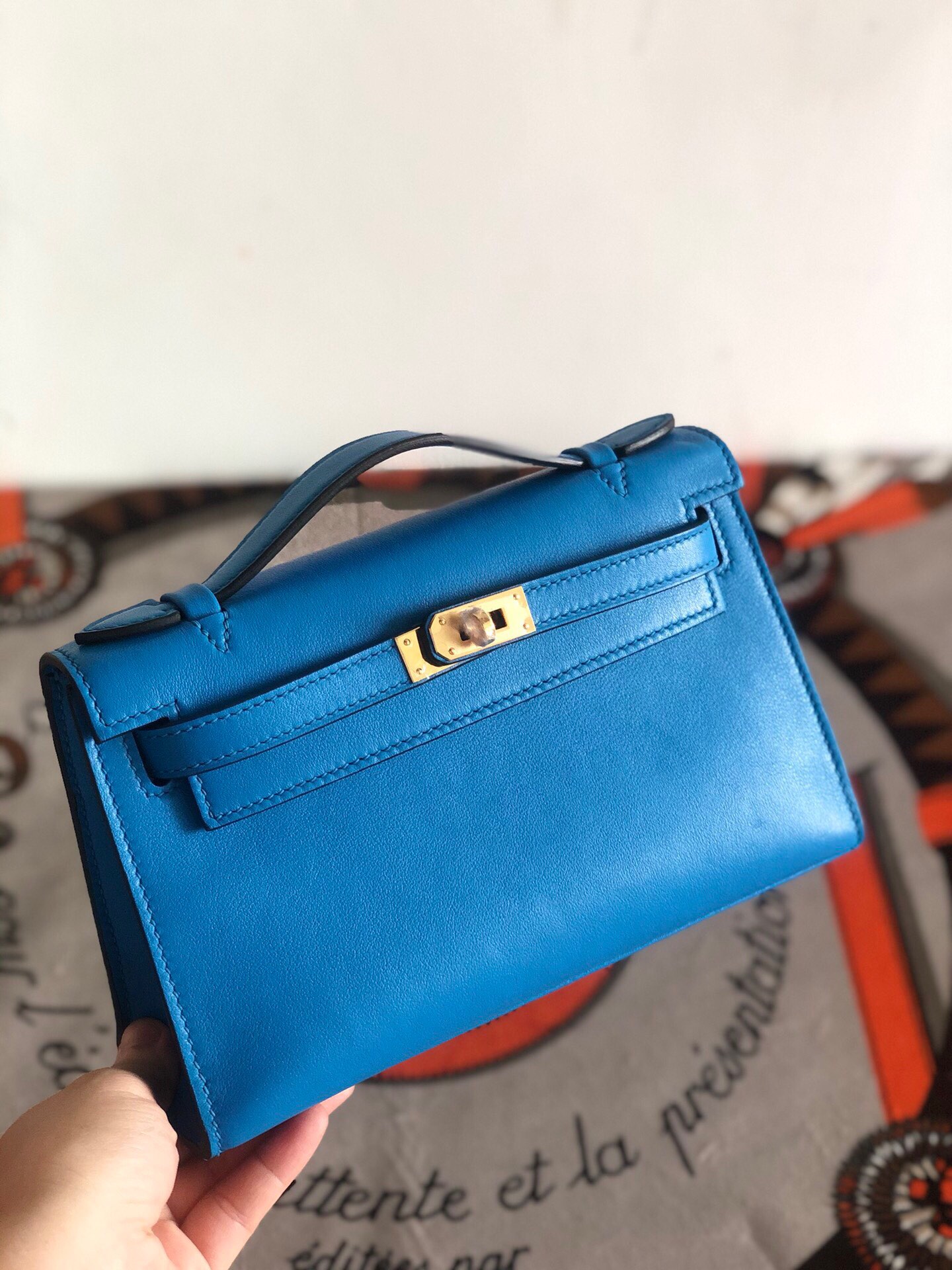 에르메스 미니 켈리백22 블루 금장 스위프트